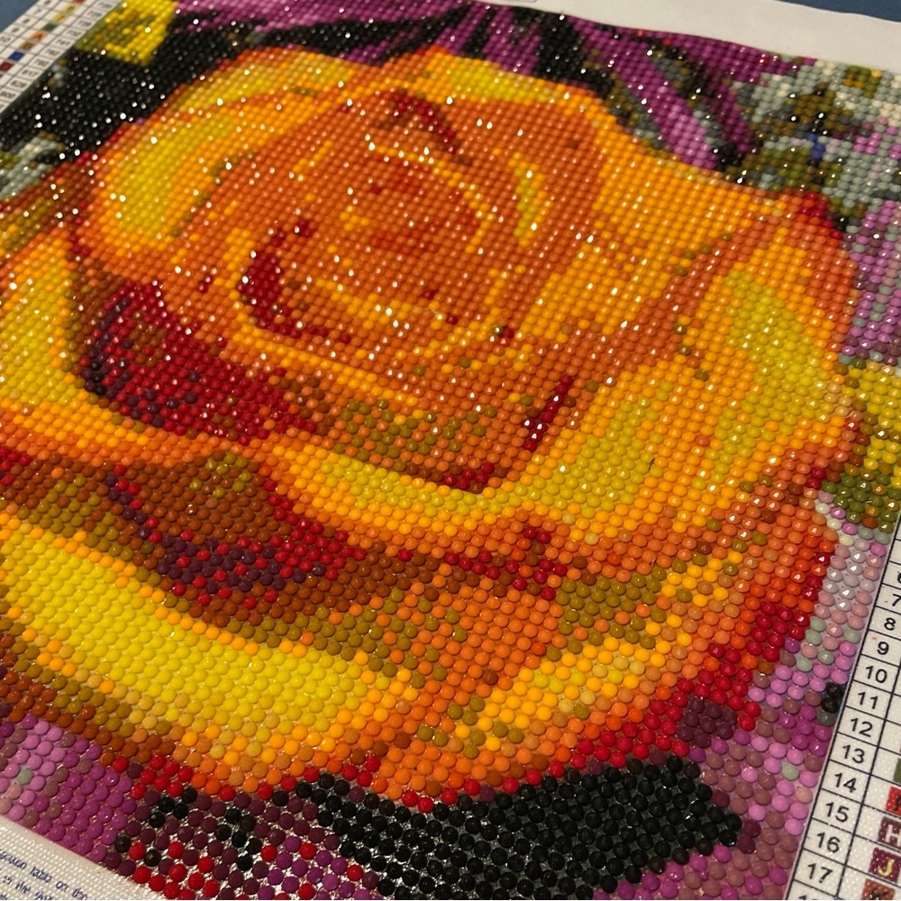 Diamond dot art finished bright orange rose